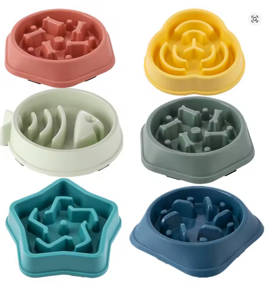 Pet Cat Dog Slow Food Bowl Fat Help Healthy Round Anti-choking Thickened And Non-slip Multiple Colors Shapes